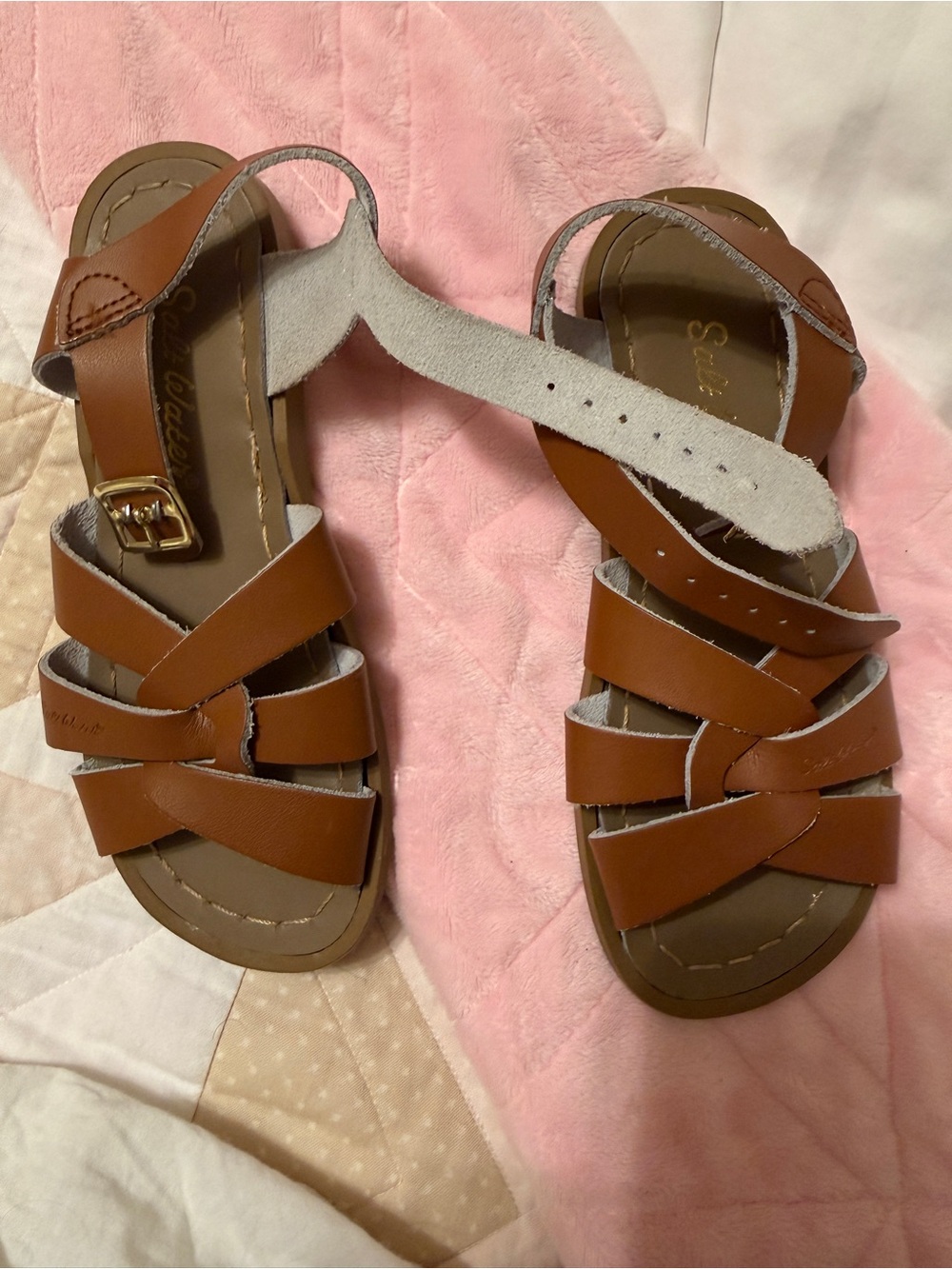 Girls salt water Brown Strappy Leather Sandals